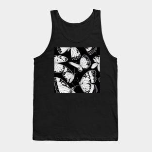 Vintage Floral Cottagecore Abstract Butterfly Wings Romantic Flower Design Black and White Tank Top